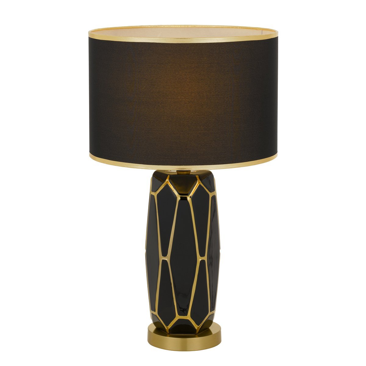 Pastor Table Lamp Black with Gold with Black Shade