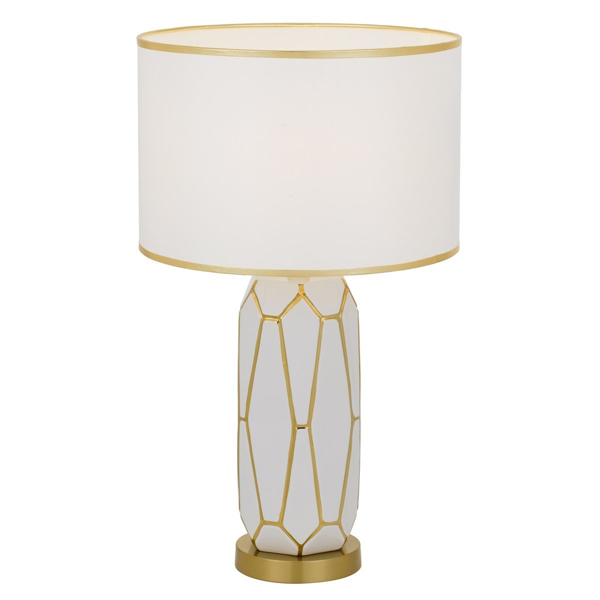 Pastor Table Lamp White with Gold with White Shade