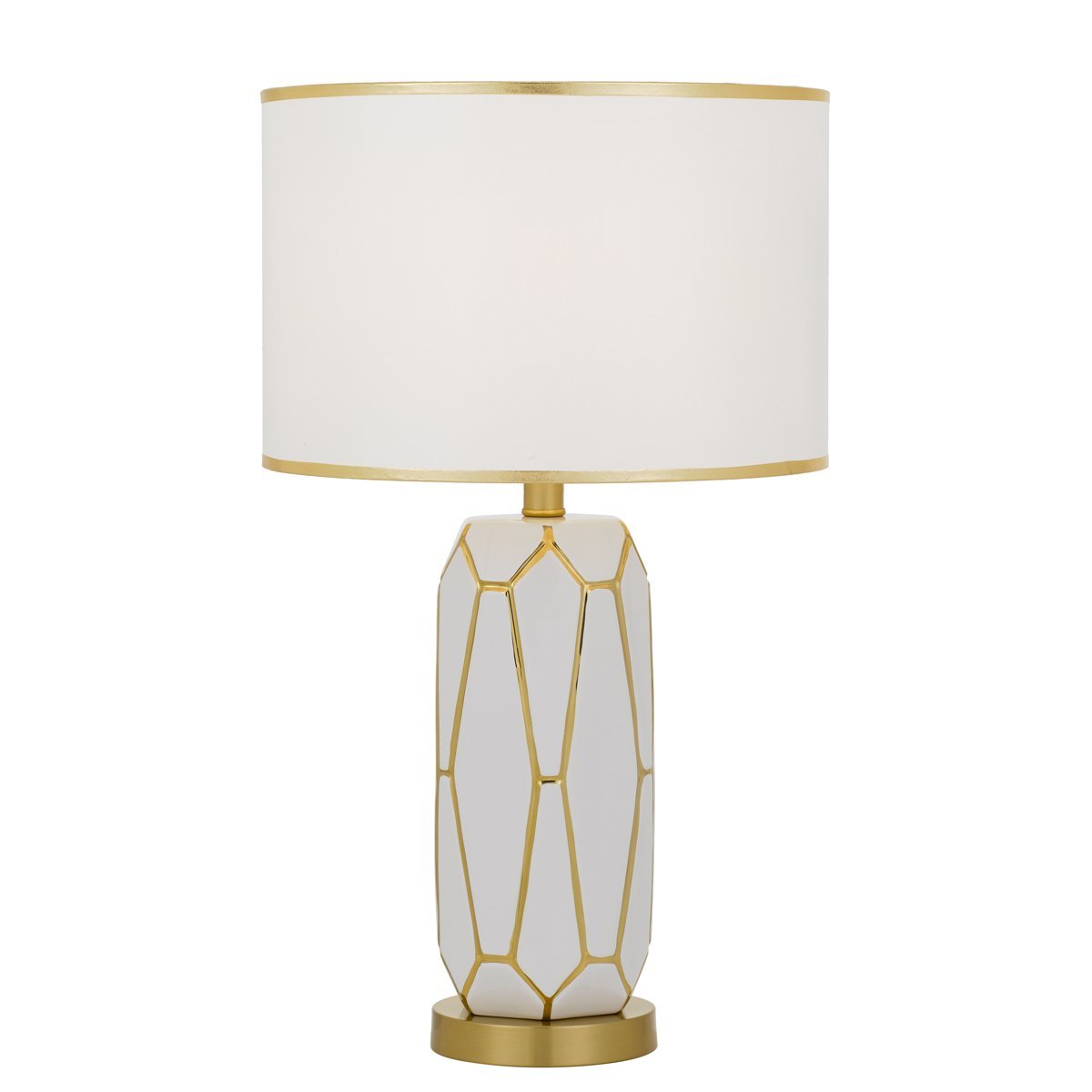 Pastor Table Lamp White with Gold with White Shade