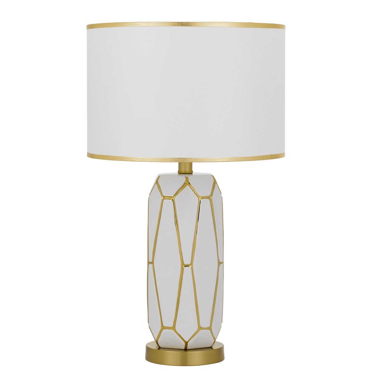 Pastor Table Lamp White with Gold with White Shade