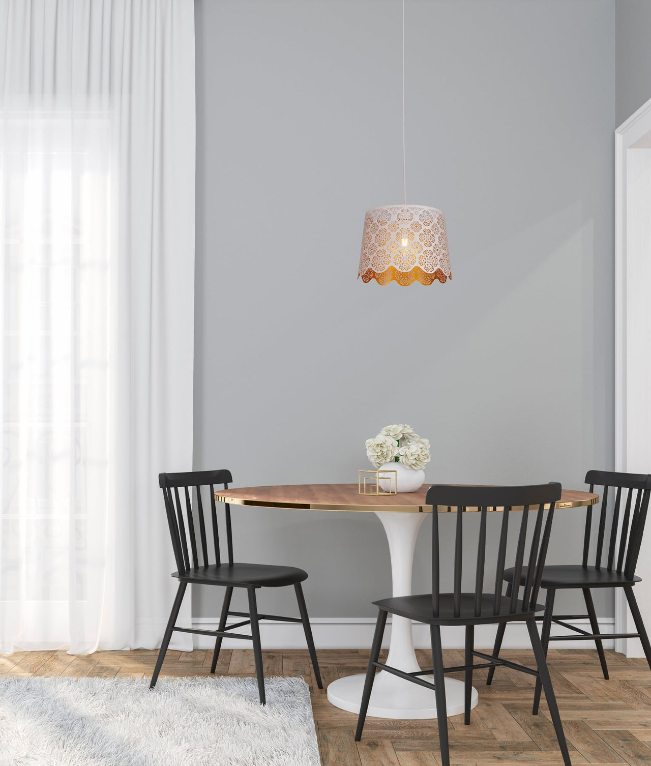 PENSHADE: Interior Slanted with Flower Pattern Laser Cut Pendant Lights