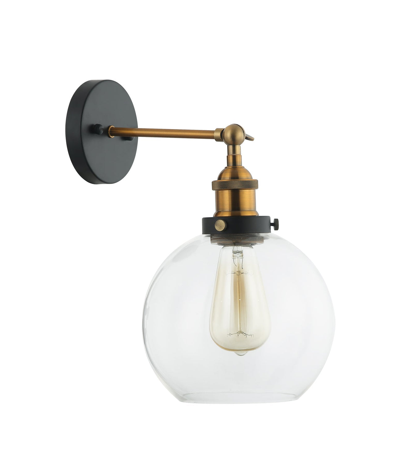 PESINI: Interior Swing Arm Glass with Antique Brass/ Chrome Highlight Wall Lights