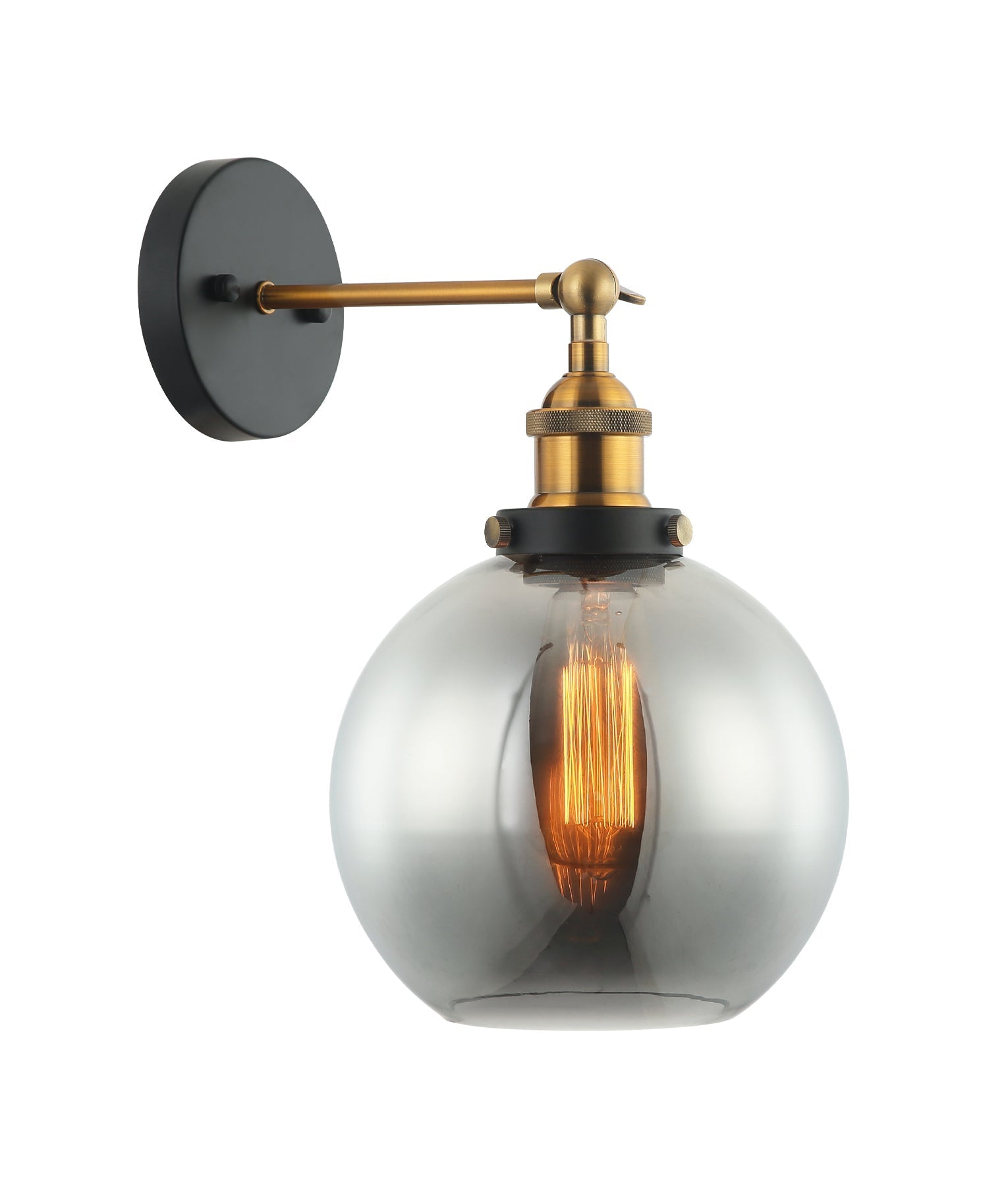PESINI: Interior Swing Arm Glass with Antique Brass/ Chrome Highlight Wall Lights