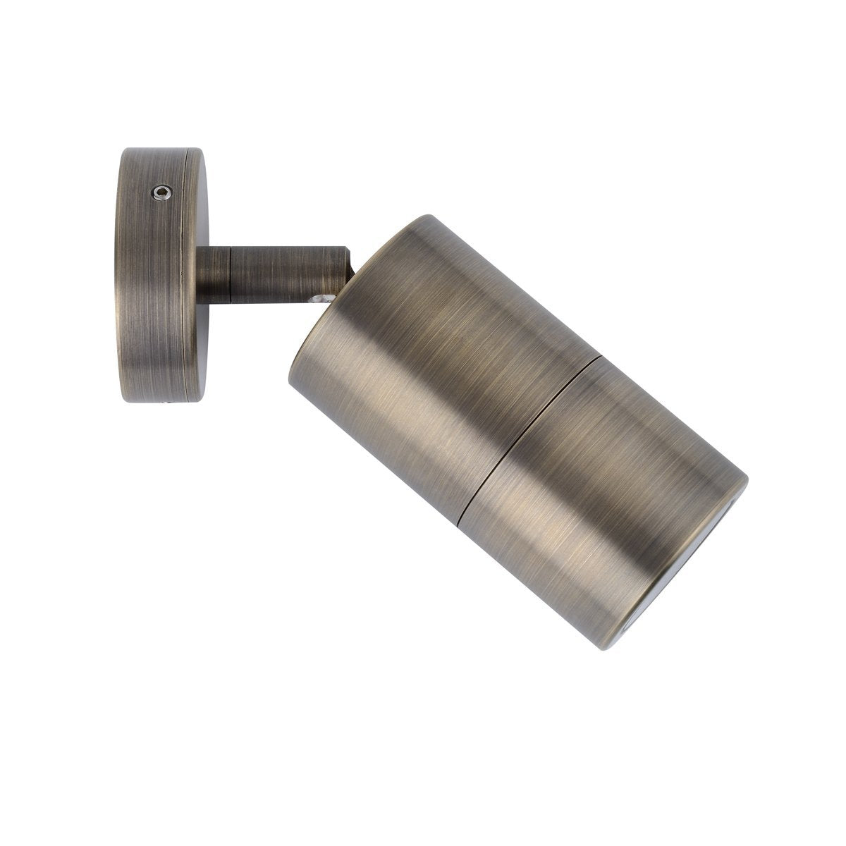 Single Adjustable GU10 Exterior Surface Mounted Wall Pillar Spot Light in Antique Brass