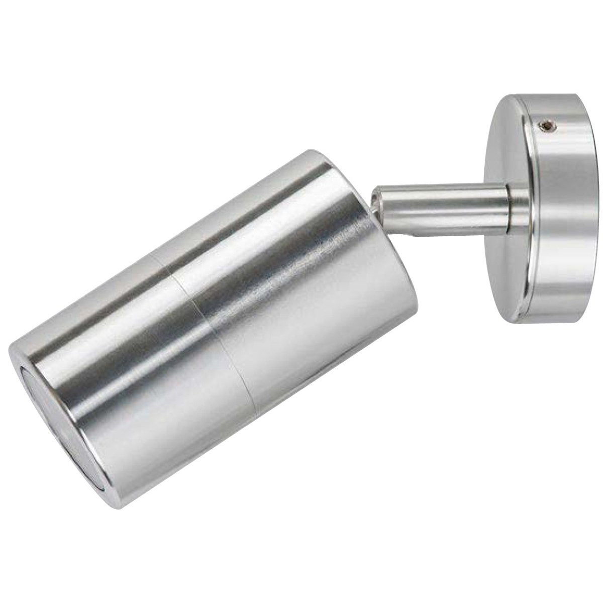 Single Adjustable GU10 Exterior Surface Mounted Wall Pillar Spot Light in Shiny Silver