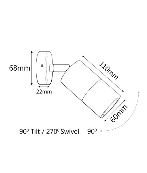 GU10 Exterior Wall Pillar Spot Lights (White Aluminium) IP65
