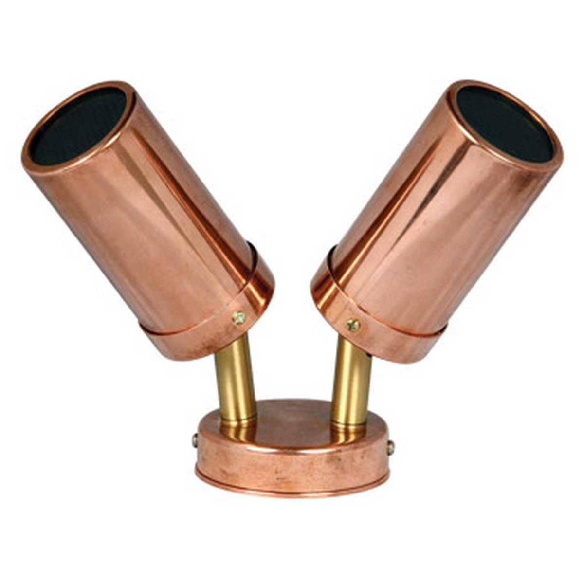 Double Adjustable GU10 Exterior Surface Mounted Wall Pillar Spot Light in Copper