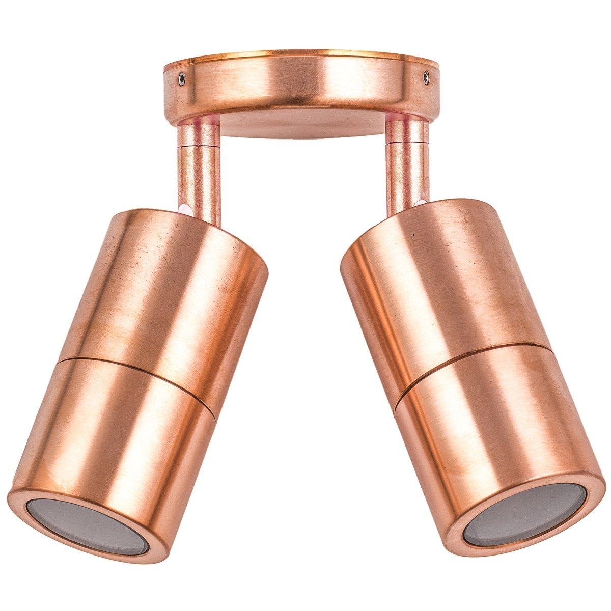 Double Adjustable GU10 Exterior Surface Mounted Wall Pillar Spot Light in Copper