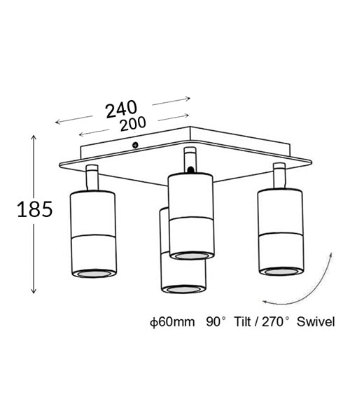 GU10 Exterior Adjustable Head Bar Lights (Black) IP44