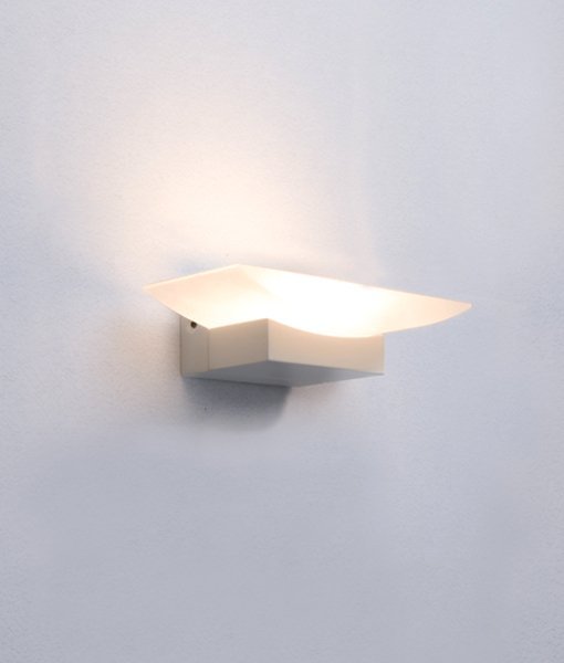 Phoenix 6 Watt LED Internal Curved Shaped Uplight Wall Light in White and Acrylic Diffuser