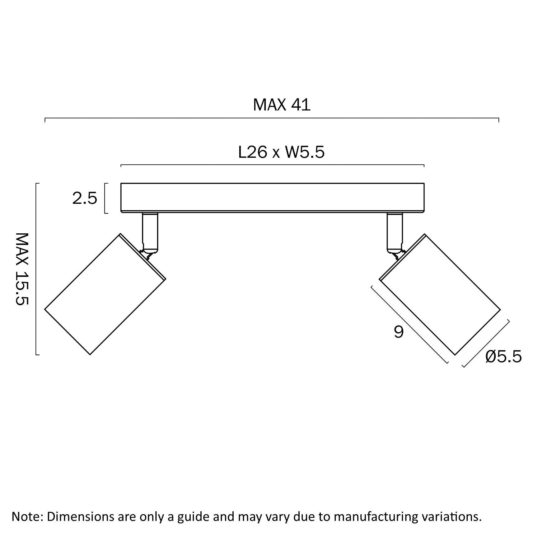 Picard Black or White GU10 2 Light Spotlight