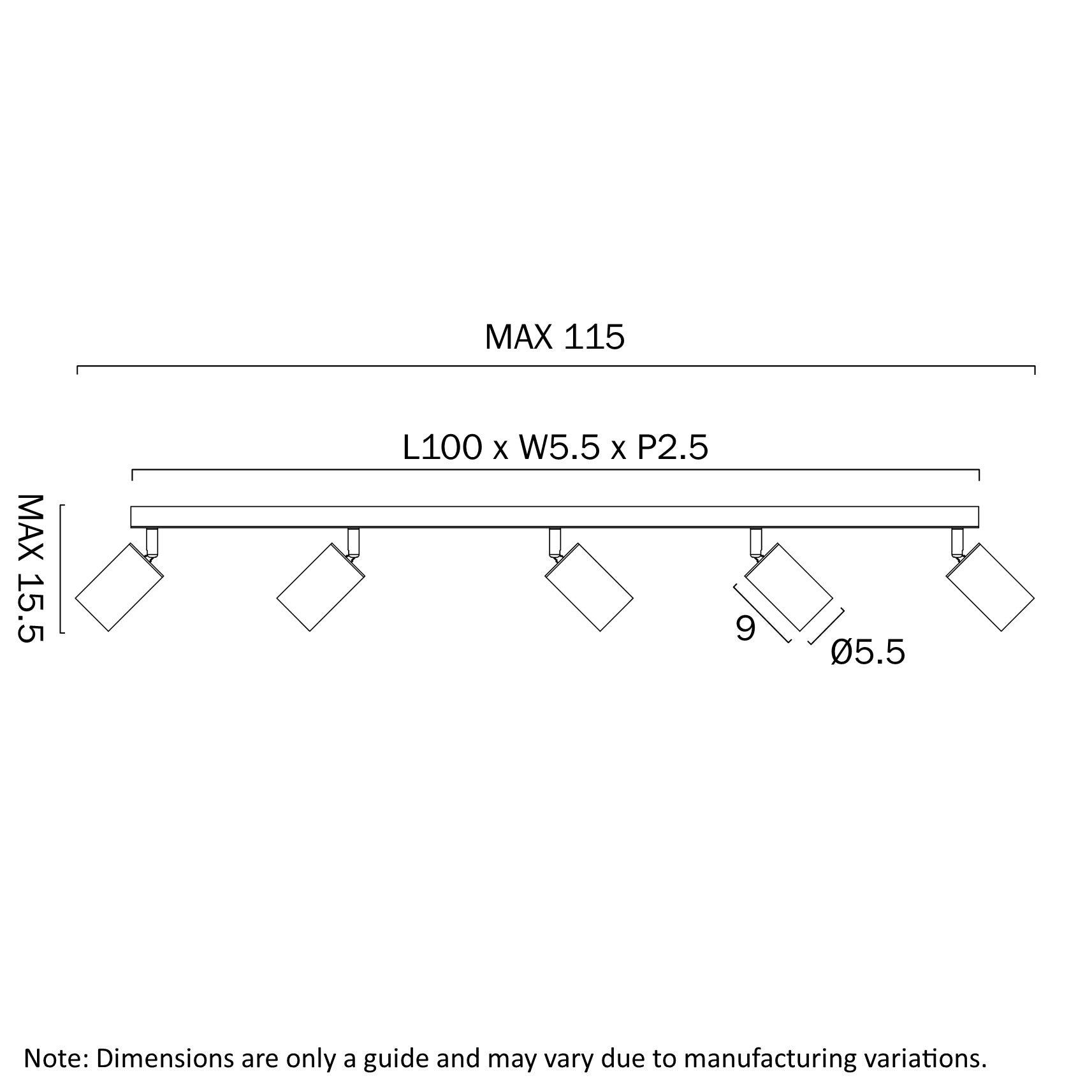 Picard Black or White GU10 5 Light Spotlight
