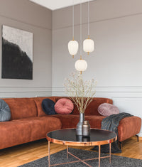 Thumbnail for PINO: Interior Opal Matte / Smokey Black Mirror Finish Glass Oval Pendant Lights