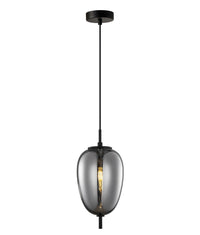 Thumbnail for PINO: Interior Opal Matte / Smokey Black Mirror Finish Glass Oval Pendant Lights