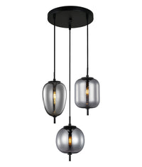 Thumbnail for PINO: Interior Opal Matte / Smokey Black Mirror Finish multiple Pendant Lights