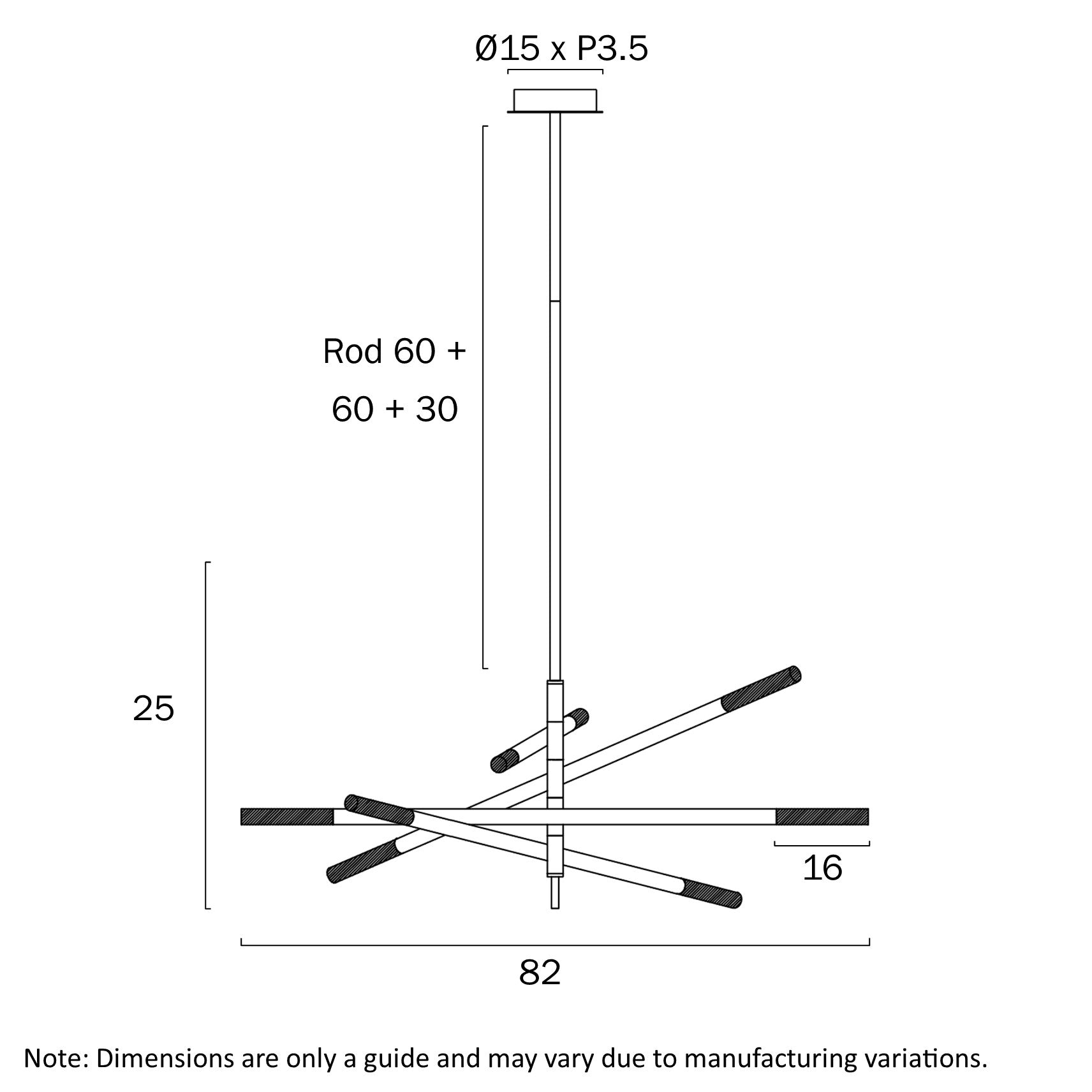 Pinta Gold or Black 24W 3000K 8 Light Pendant