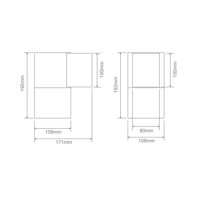 Piper-Pro-1 10W LED Wall Square IP65 E27 TRIO