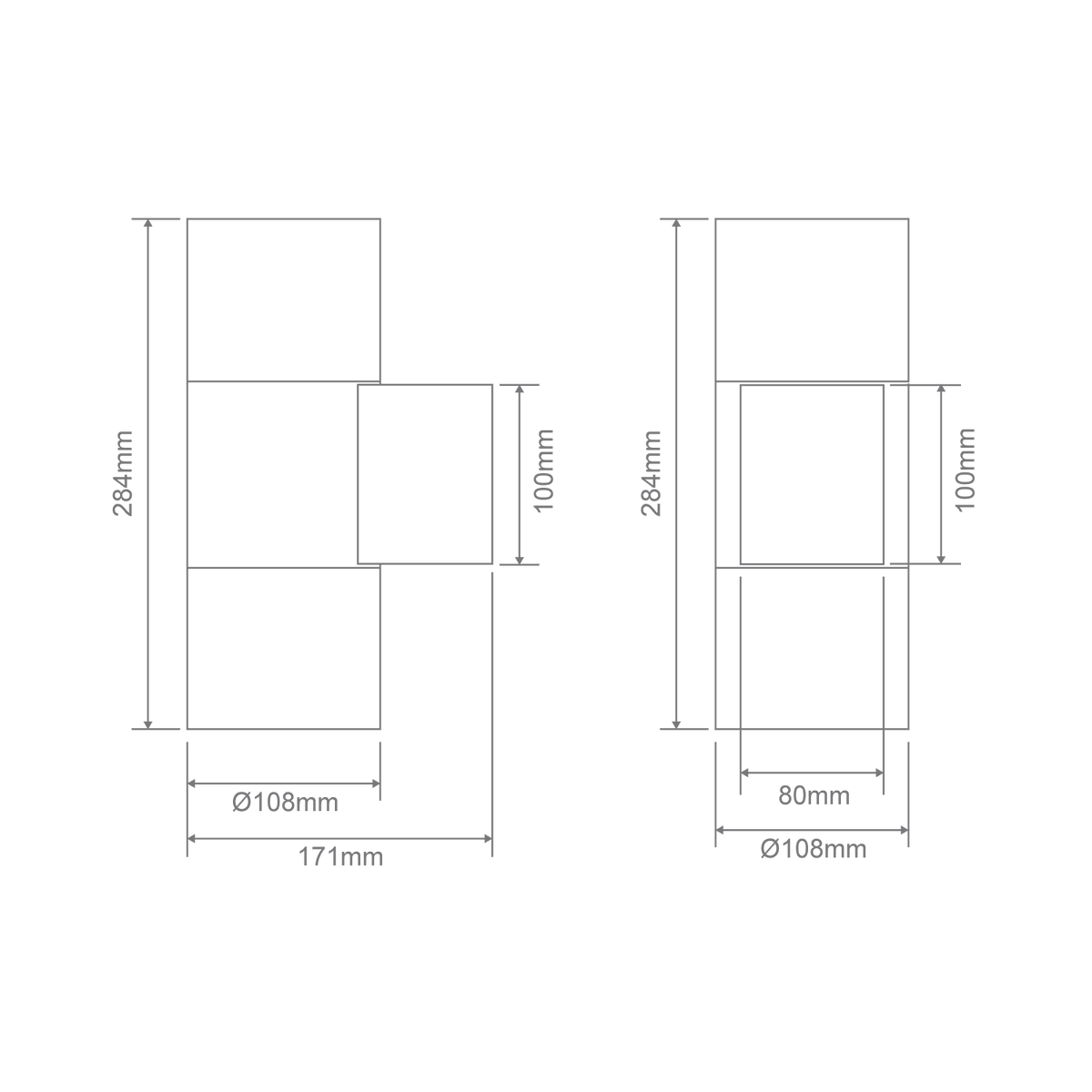 Piper-Pro-2 2 X 10W LED Wall Round IP65 E27 TRIO