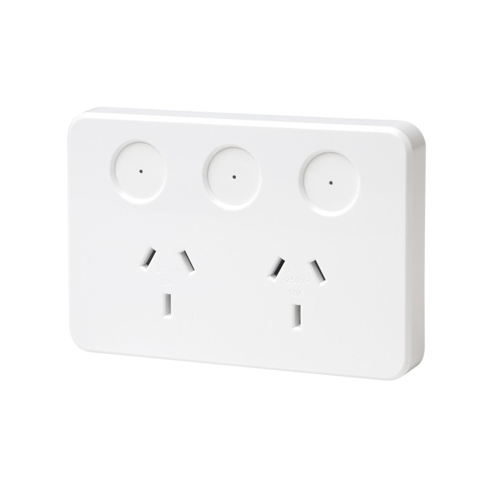 Pixie Ambience GPO Smart Twin Switch Socket Outlet 240 Volt 10A Black