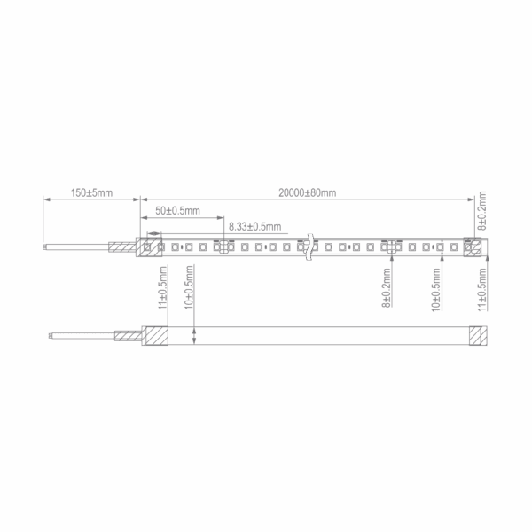 Pleo-7.2W Neon Top View 10X10mm 24V IP67 CRI90 1M