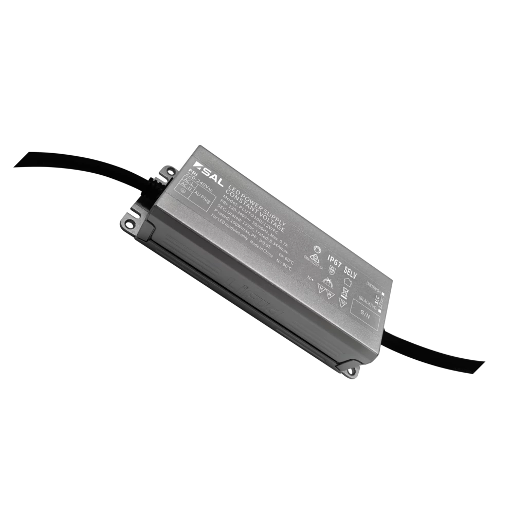 SAL Pluto LED Driver 100W 12V Flicker Control IP67 Flex & Plug