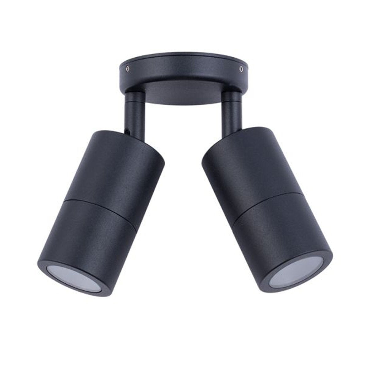 Double Adjustable MR16 Exterior Surface Mounted Wall Pillar Spot Light in Black