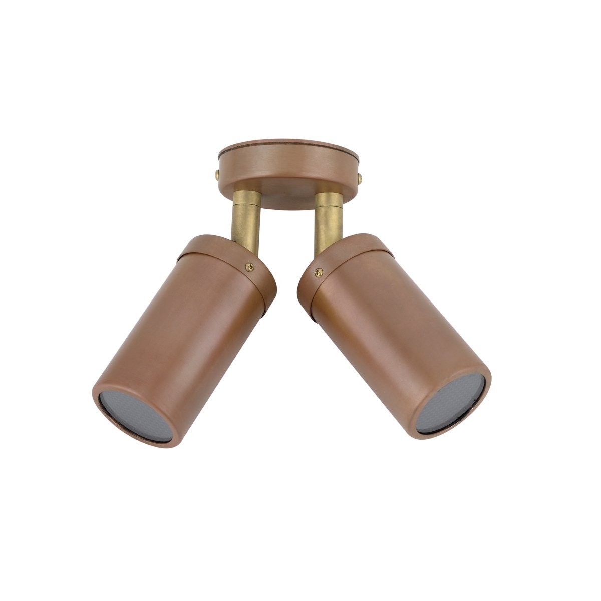 Double Adjustable MR16 Exterior Surface Mounted Wall Pillar Spot Light in Aged Copper