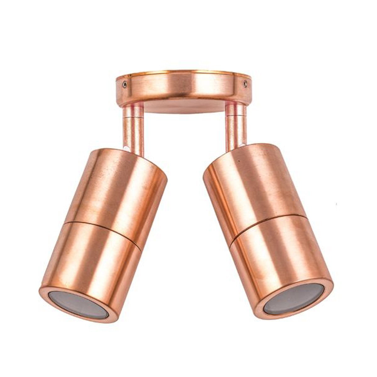 Double Adjustable MR16 Exterior Surface Mounted Wall Pillar Spot Light in Copper