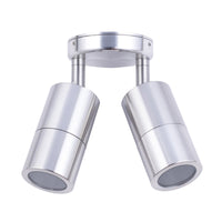 Thumbnail for Double Adjustable MR16 Exterior Surface Mounted Wall Pillar Spot Light in Shiny Silver