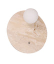 POI: Interior Round Travertine Base with Beige Finish & Round Opal Diffuser Wall Light