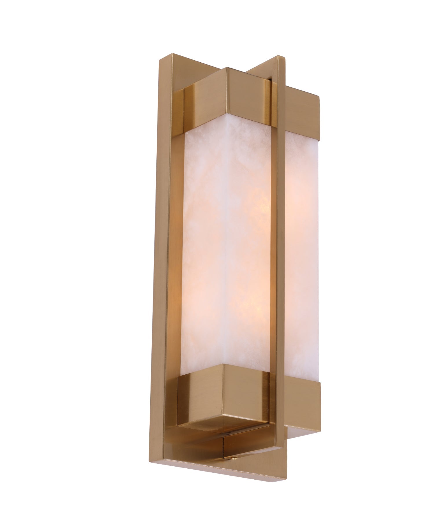 Puente: Interior Rectangular Marble with Brass Highlight Wall Light