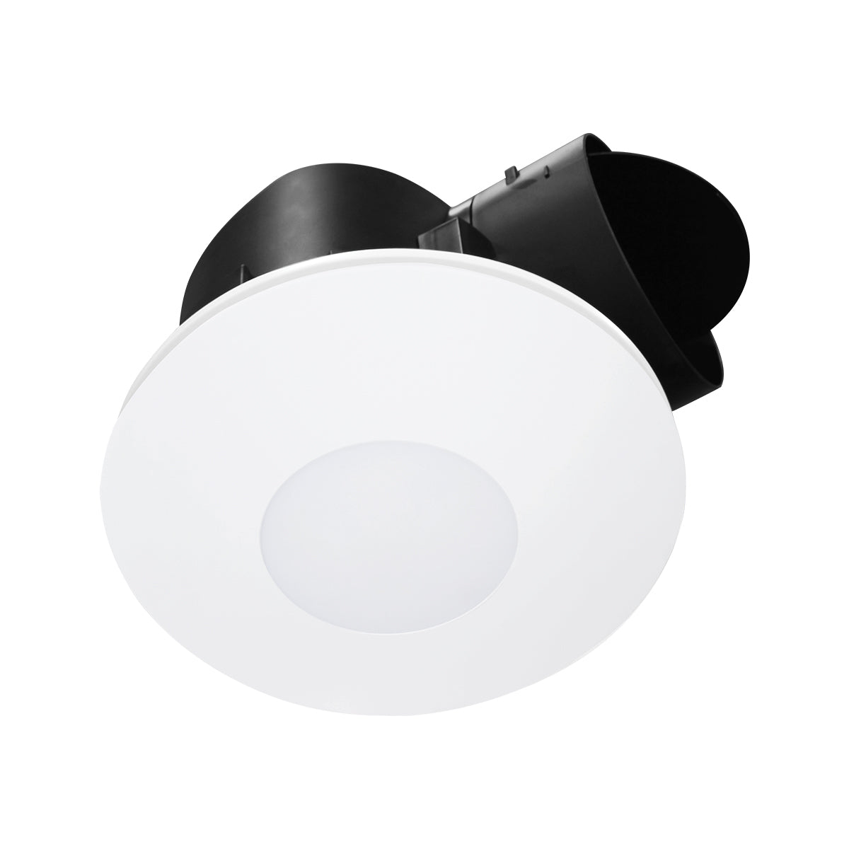 AIRBUS DC 200- DC Exhaust Fan -10w Tri Colour LED Panel -White, round, low sheen fascia, Speed Control, 24/7, standard or run on timer modes