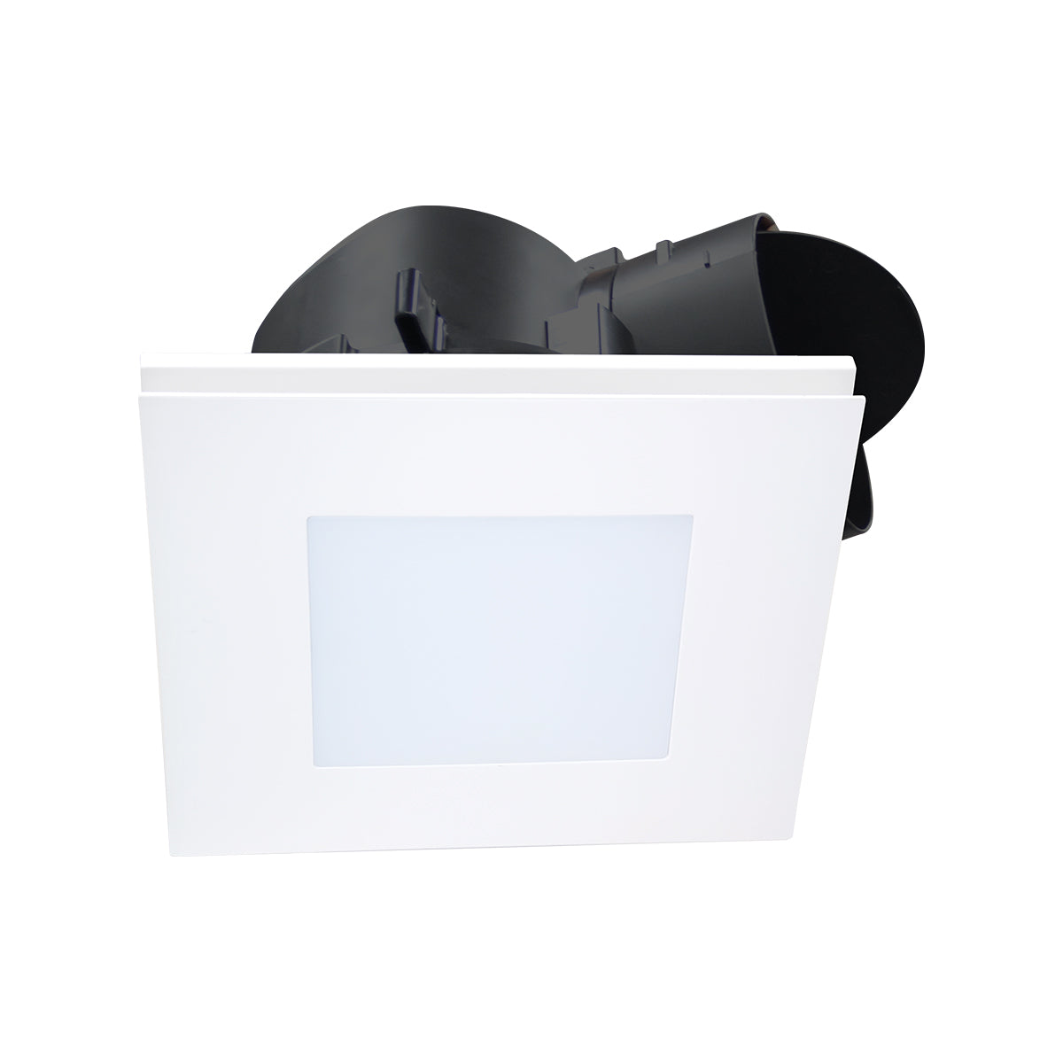 AIRBUS DC 200- DC Exhaust Fan -10w Tri Colour LED Panel -White, square, low sheen fascia, Speed Control, 24/7, standard or run on timer modes