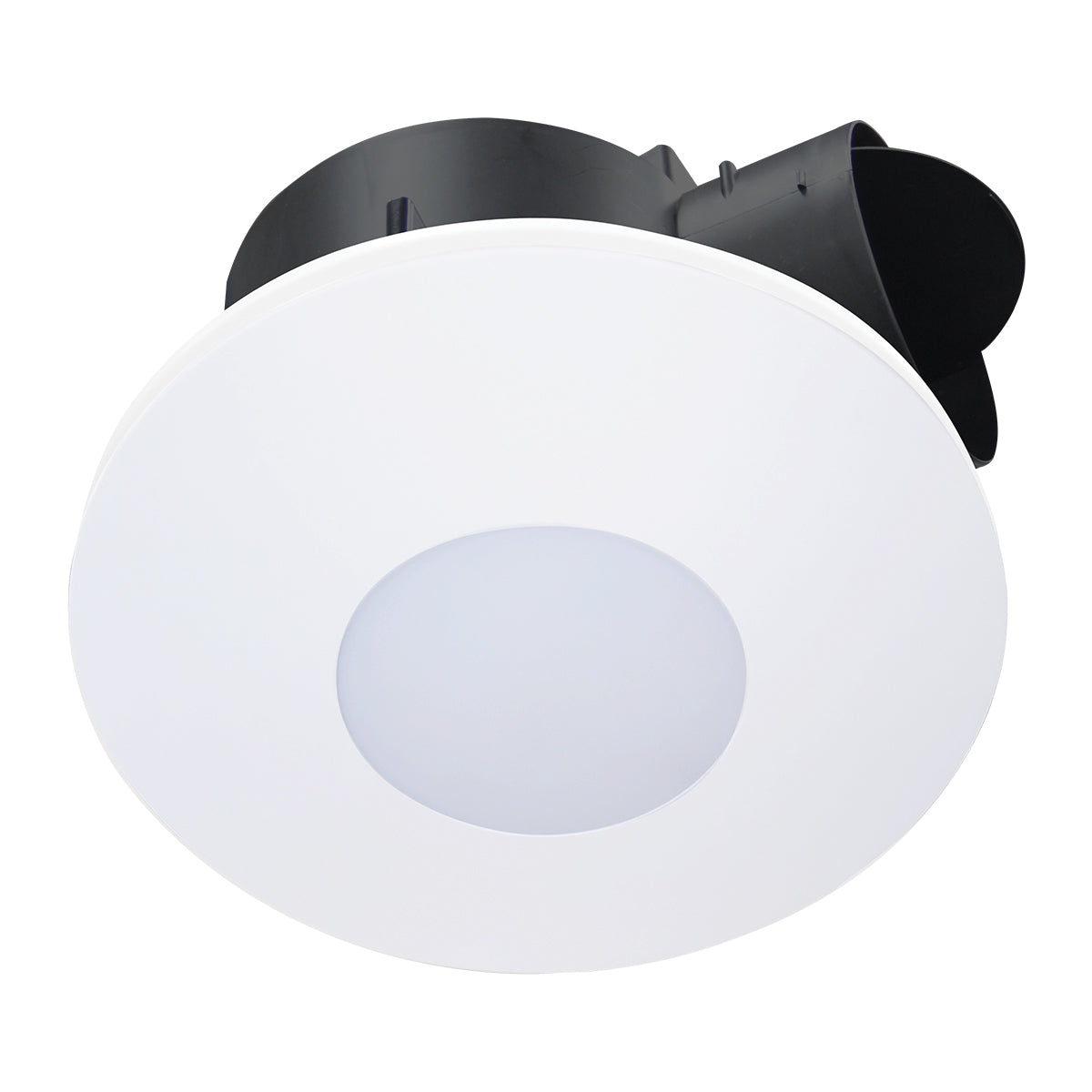 AIRBUS DC 250- DC Exhaust Fan -14w Tri Colour LED Panel -White, round, low sheen fascia, Speed Control, 24/7, standard or run on timer modes