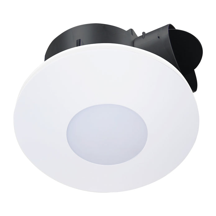 AIRBUS DC 250- DC Exhaust Fan -14w Tri Colour LED Panel -White, round, low sheen fascia, Speed Control, 24/7, standard or run on timer modes