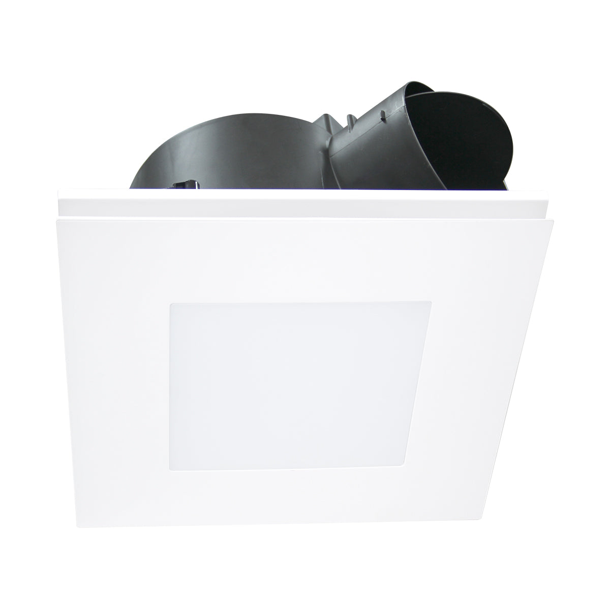 AIRBUS DC 250- DC Exhaust Fan -14w Tri Colour LED Panel -White, square, low sheen fascia, Speed Control, 24/7, standard or run on timer modes