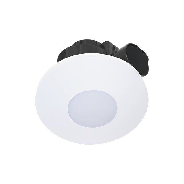 AIRBUS 200 - Premium Quality AC Side Ducted Exhaust Fan -10w Tri Colour LED Panel -White, round, low sheen, rotational fascia