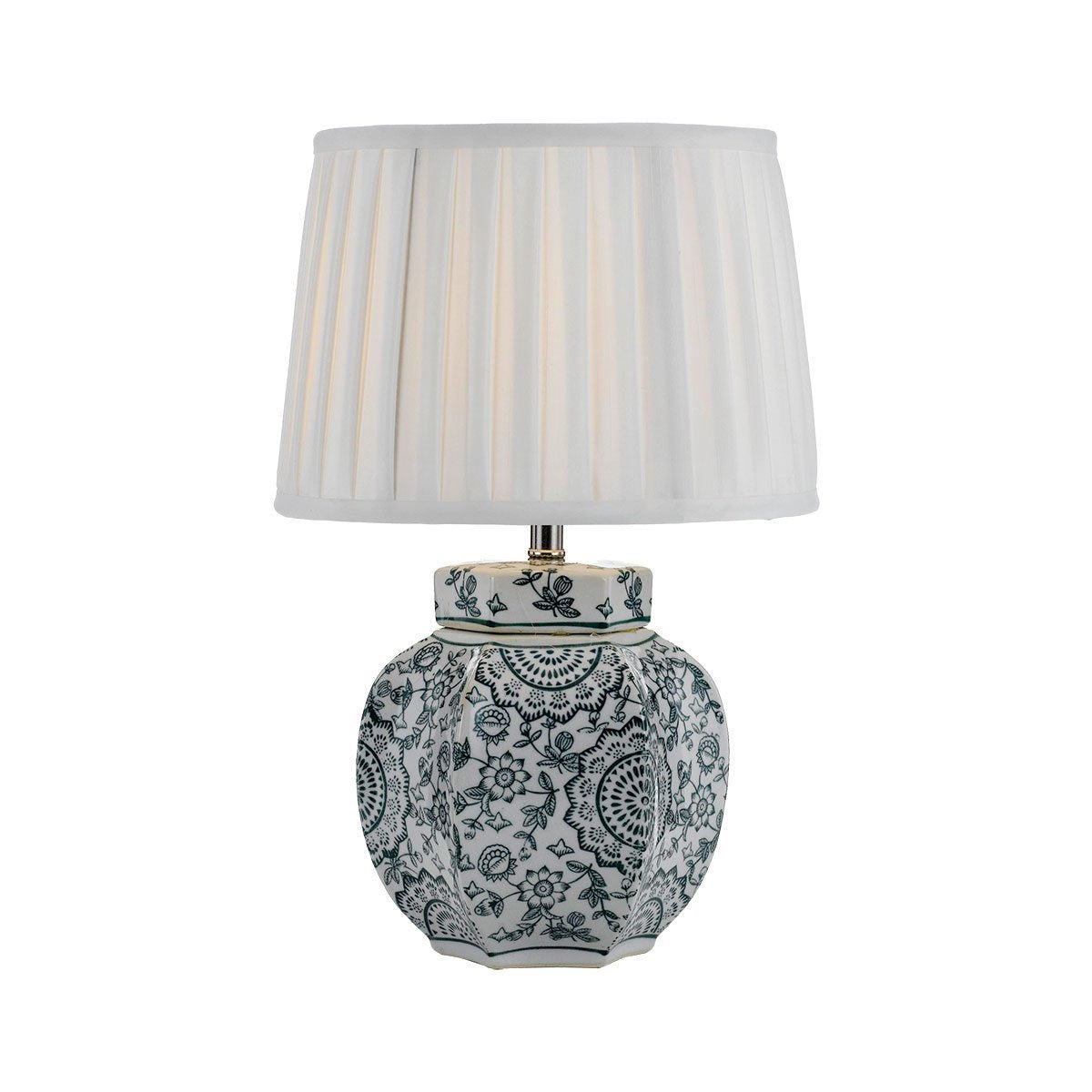 Padma Table Lamp in Green and White with Shade