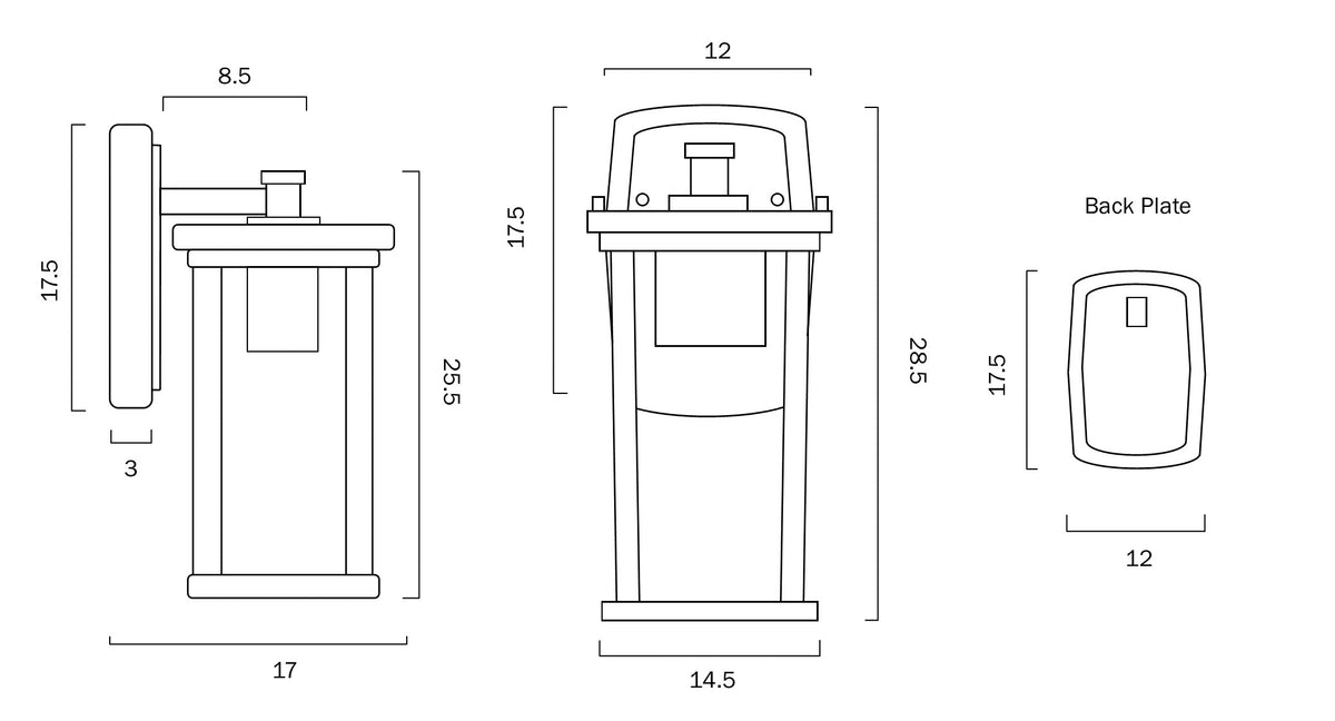 Reese 135 Black IP43 Exterior Wall Light
