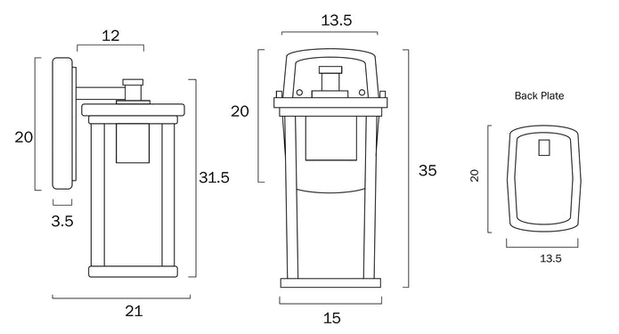 Reese 180 Black IP43 Exterior Wall Light