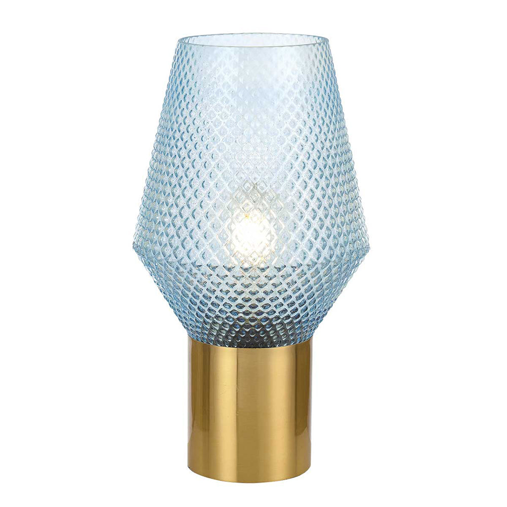 Rene Antique Gold with Clear, Opal or Blue Smoke Glass Table Lamp