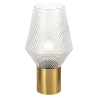 Thumbnail for Rene Table Lamp in Antique Gold with Clear Glass Shade