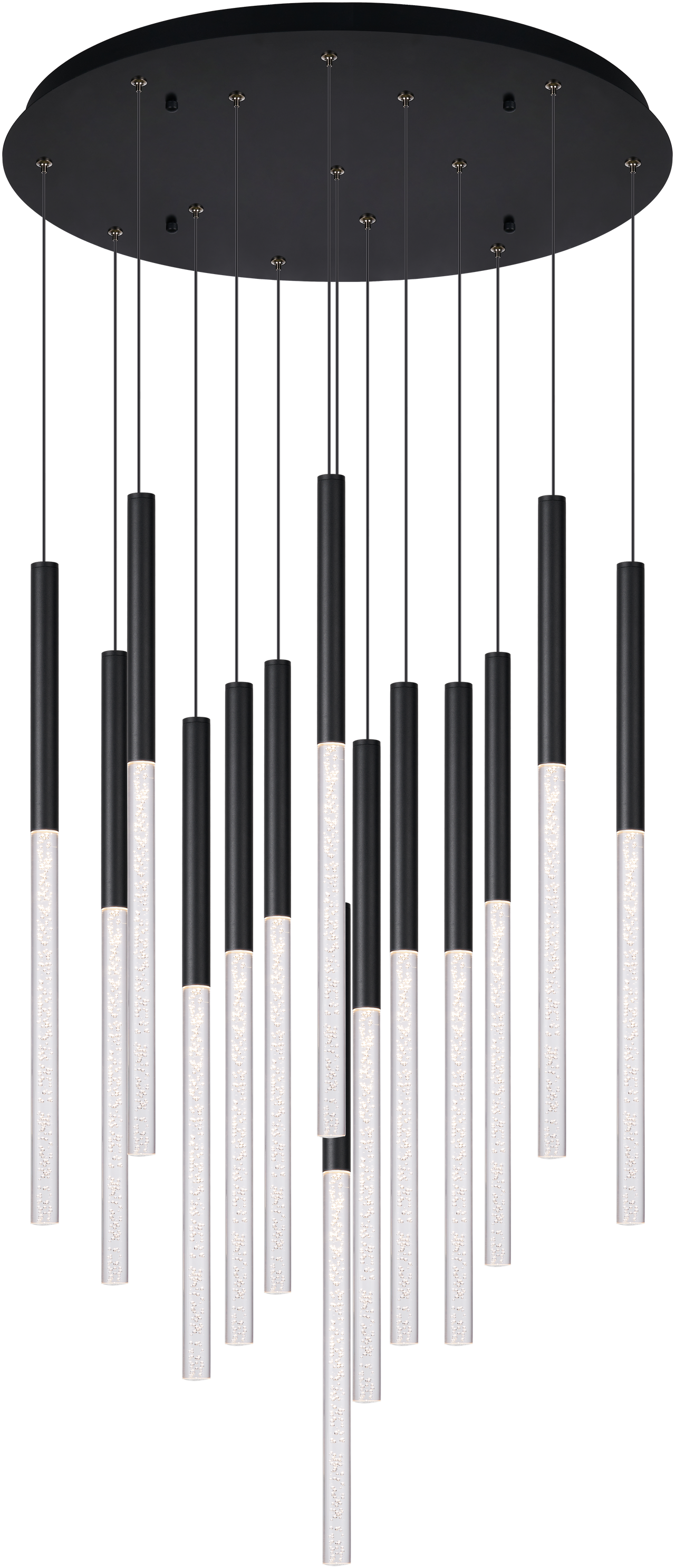 Rhea Black 100W 14 Light CCT Pencil Drop LED Pendant