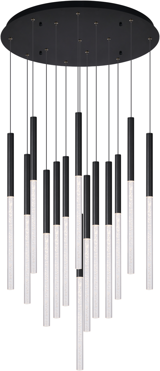 Rhea Black 100W 14 Light CCT Pencil Drop LED Pendant