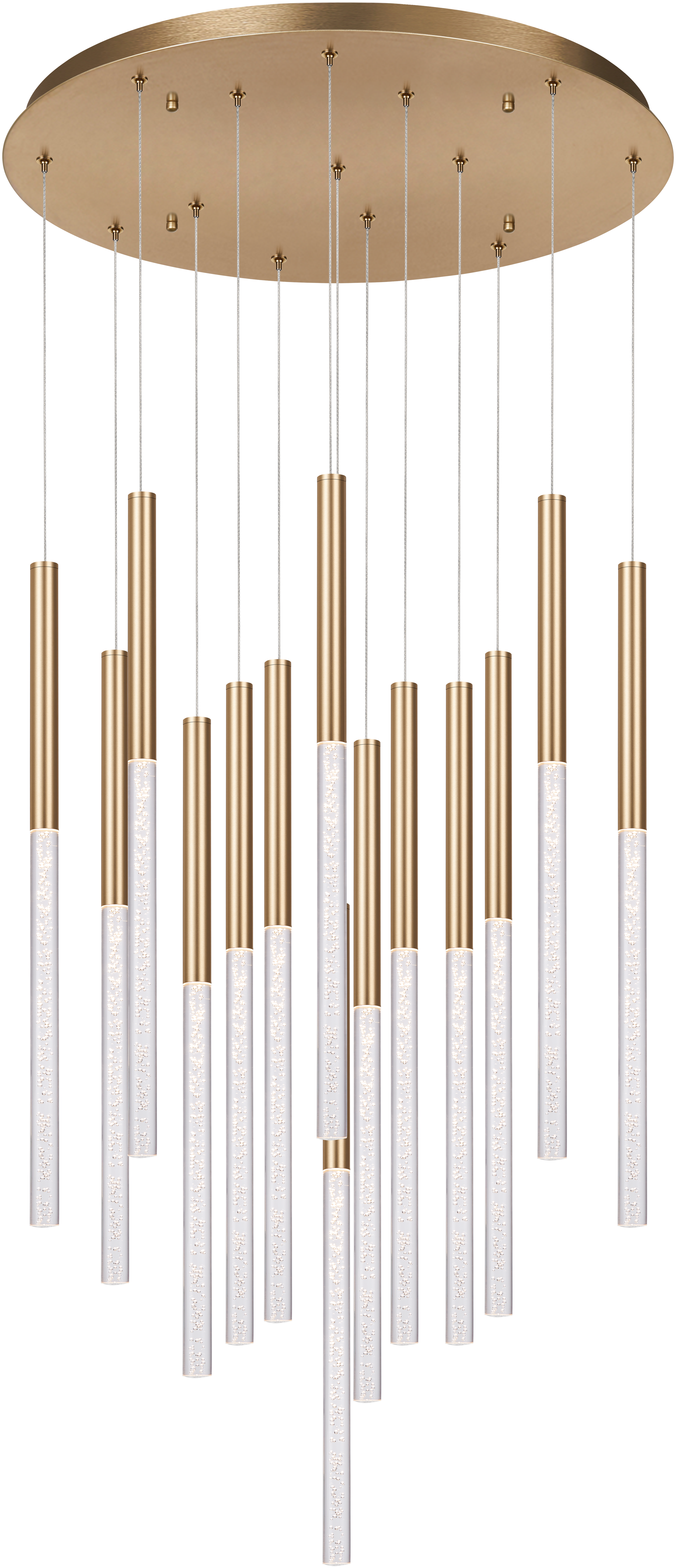 Rhea Matt Brass 100W 14 Light CCT Pencil Drop LED Pendant