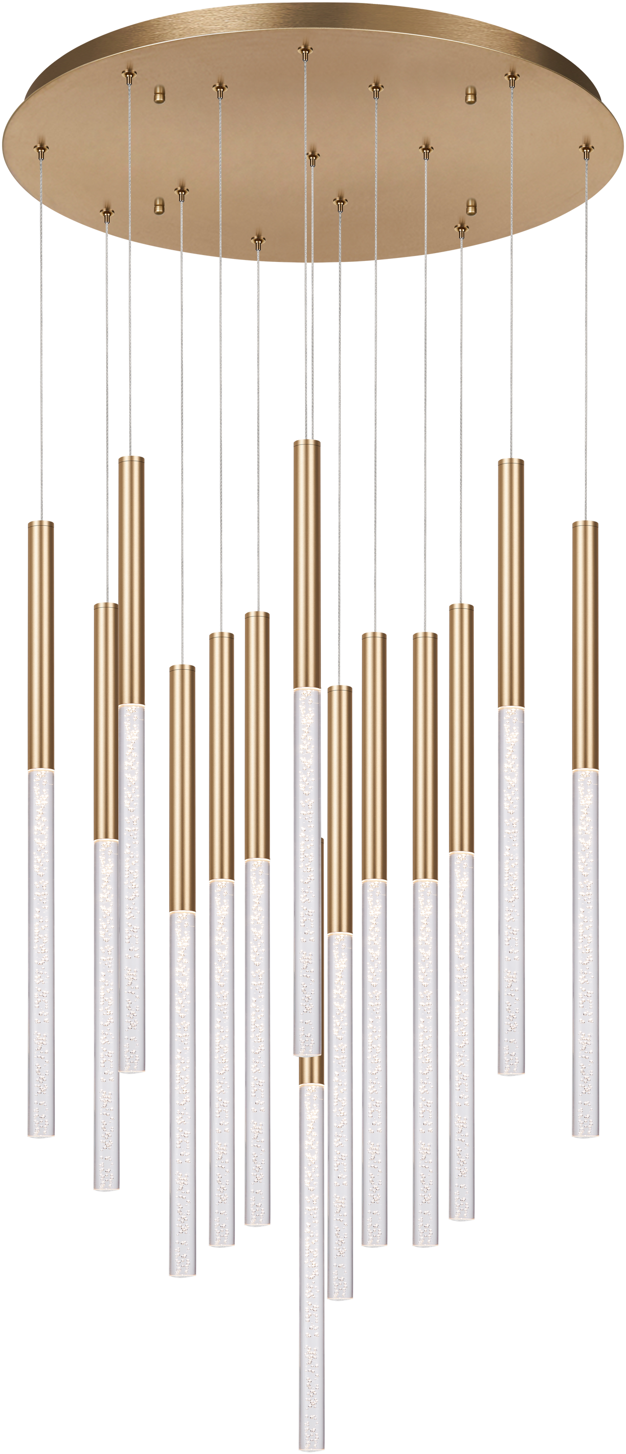 Rhea Matt Brass 100W 14 Light CCT Pencil Drop LED Pendant