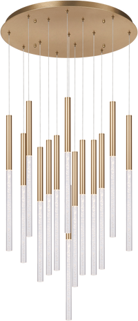 Thumbnail for Rhea Matt Brass 100W 14 Light CCT Pencil Drop LED Pendant
