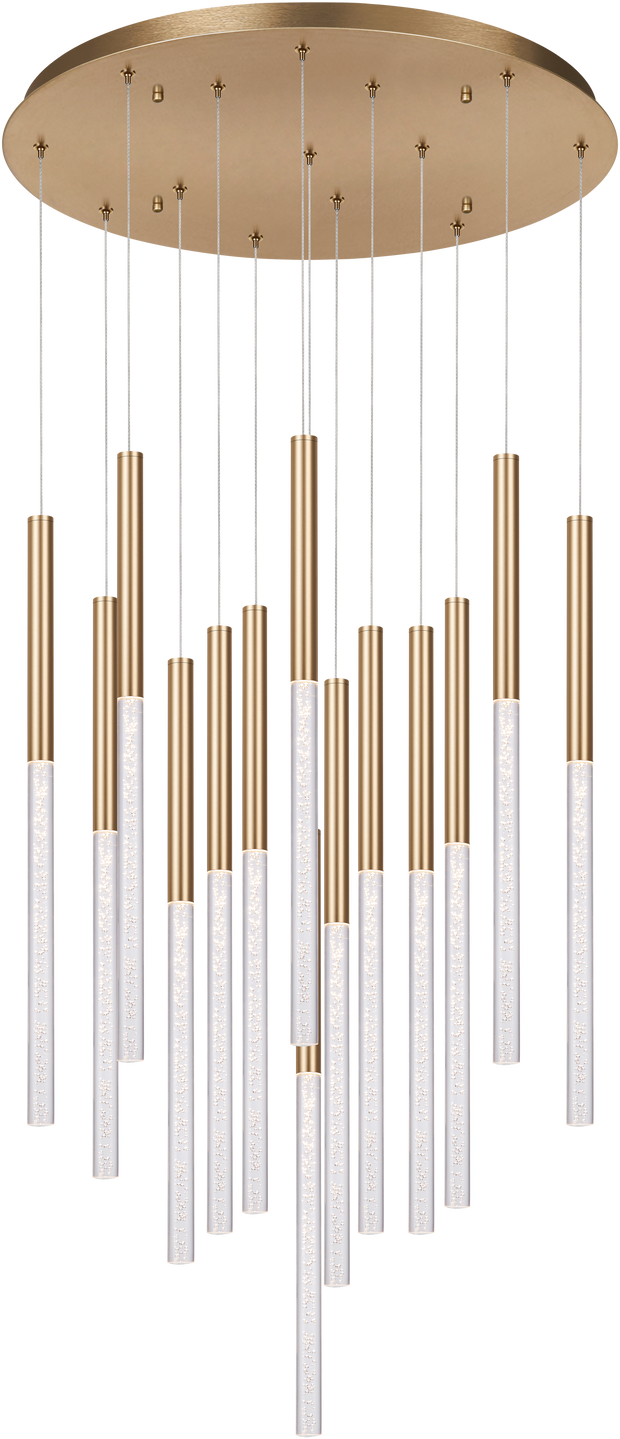 Rhea Matt Brass 100W 14 Light CCT Pencil Drop LED Pendant