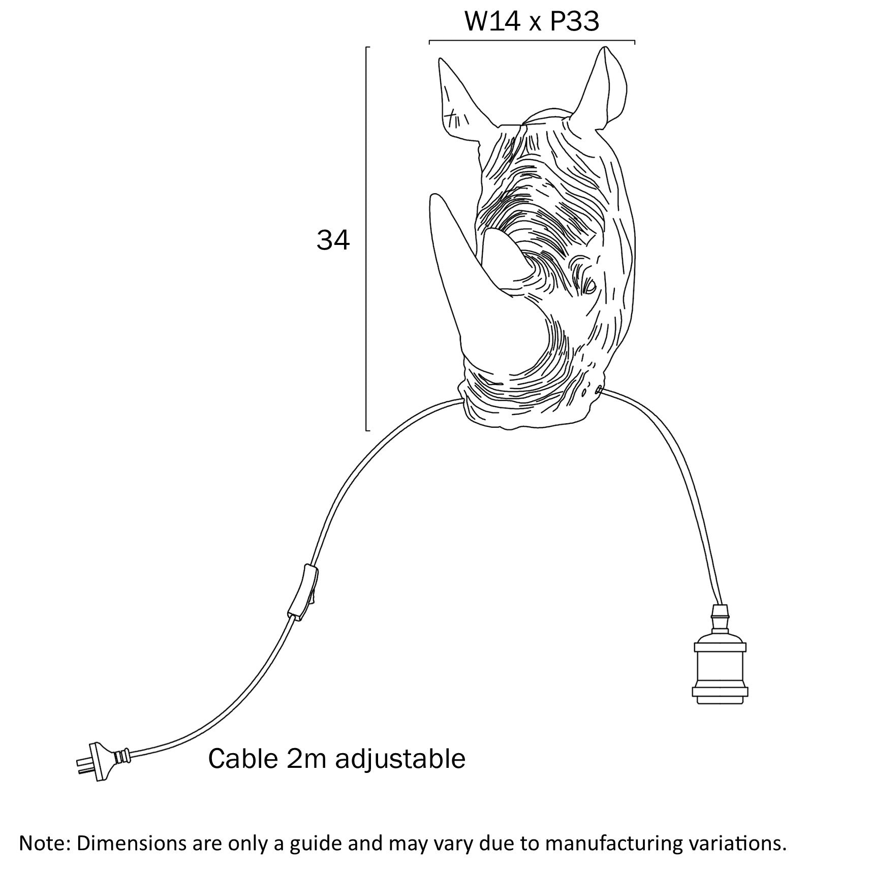 Rhino Gold E27 Wall Light