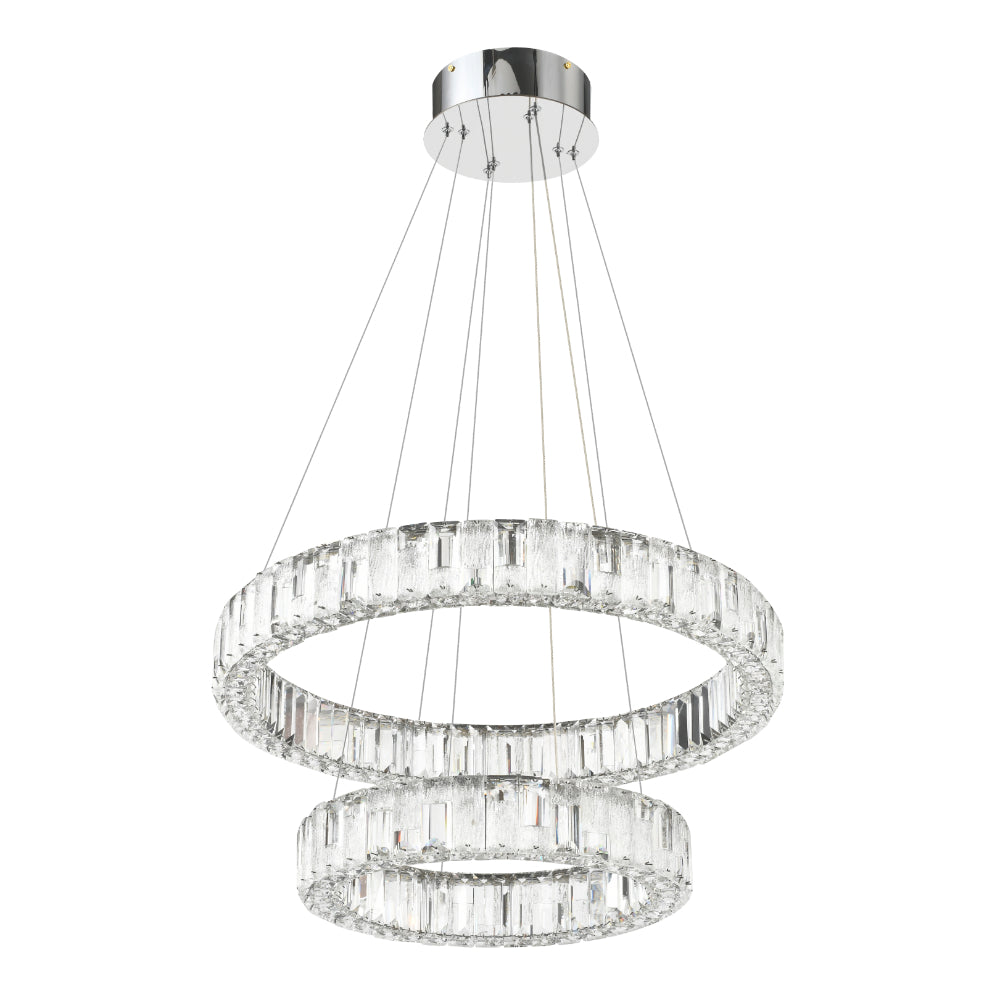 Rias Gold or Chrome 70W CCT 2 Tier Pendant with Remote